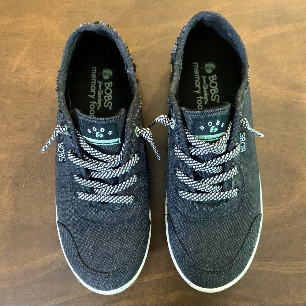 Skechers Women's Bobs Canvas Casual Sneakers Shoes Charcoal Gray Size 7 B Cute